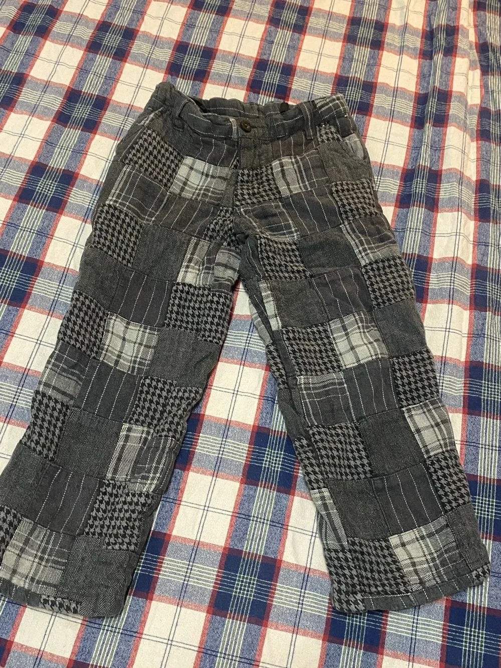 VTG Gymboree Boys' Patchwork Plaid Gray & Black Chinos size 5T